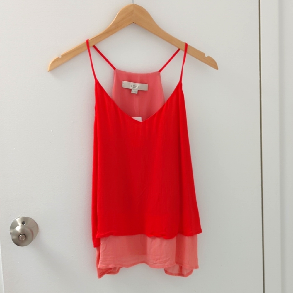 LOFT Swing Layered Coral and Pink Camisole size XS NWT